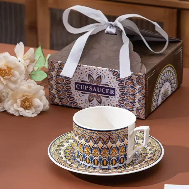 China In Stock Bulk Cheap Tasse Tazas De Cafe Fincan Turkish Porcelain Ceramic Coffee Spoon Tea Cups & Saucers Set With Gift Box