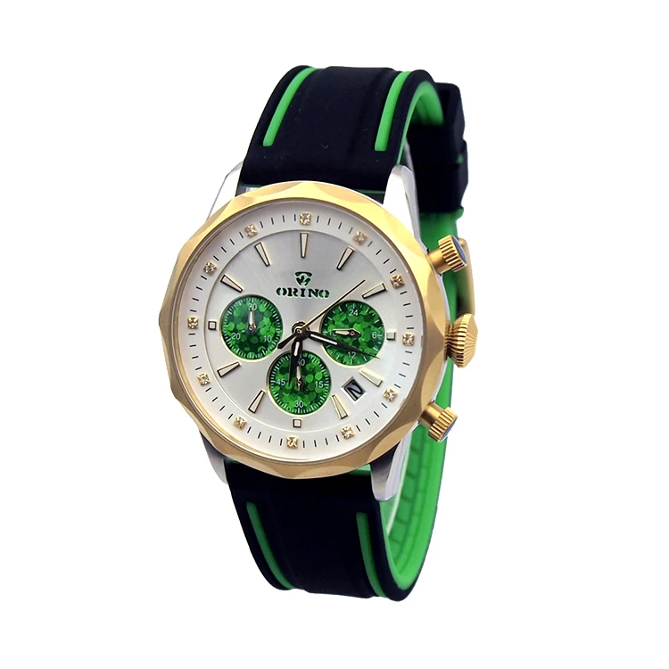 Custom Watch Manufacturer Sapphire Glass With Rubber Strap Sport Quartz Movement Chronograph Watch For Men