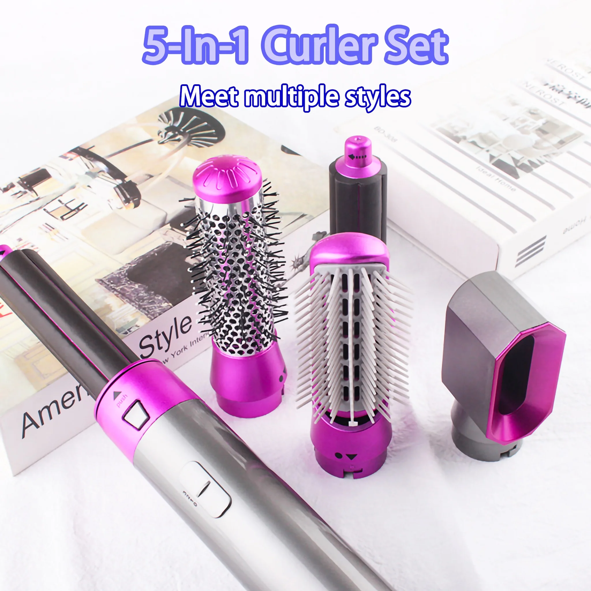 5 in 1 Hair Styling Stools Complete Styler Set Automatic Curling Iron Air Curler Air Spin Curl Ceramic Rotating Curler