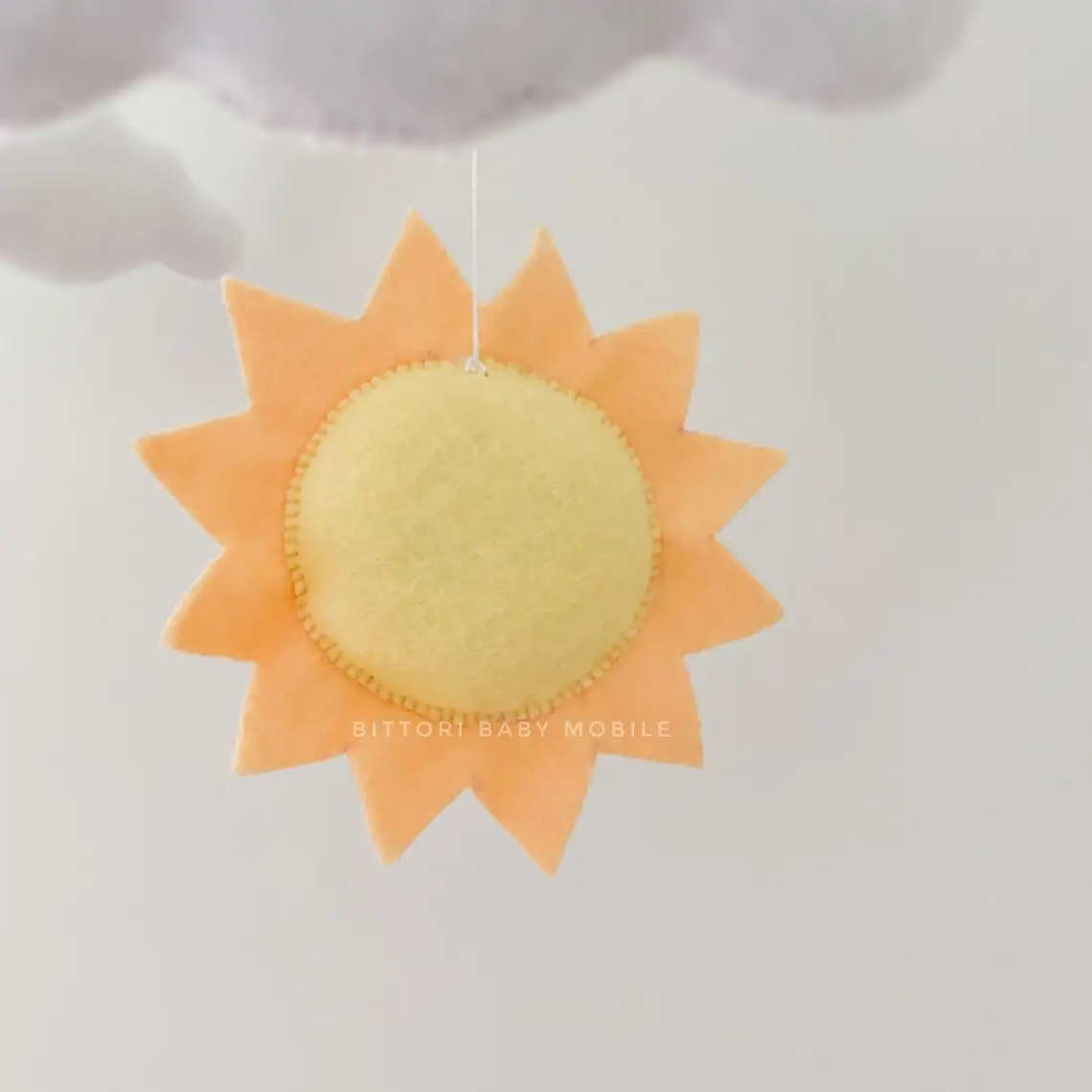 bedroom organic wooden round circle weather rainbow sun star rain cloud custom wool felt balls holz diy baby crib mobile