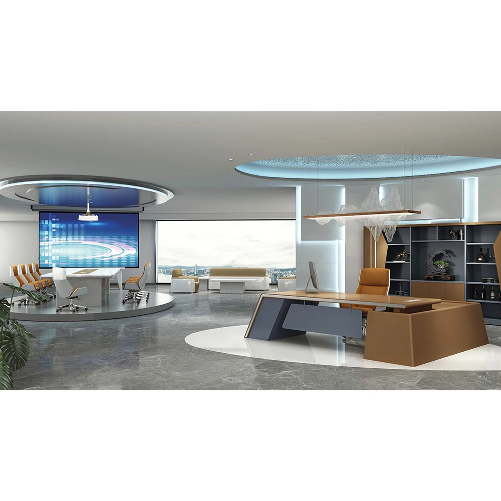 Luxury MDF CEO ergonomic corner modern high end home executive manager desk with side drawers l-shape office desk