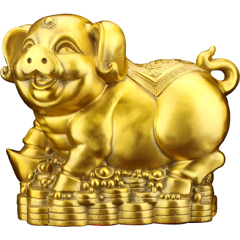 Customize brass statue animal sculptures handicraft Feng Shui products Chinese lucky ornaments souvenir copper pig statue