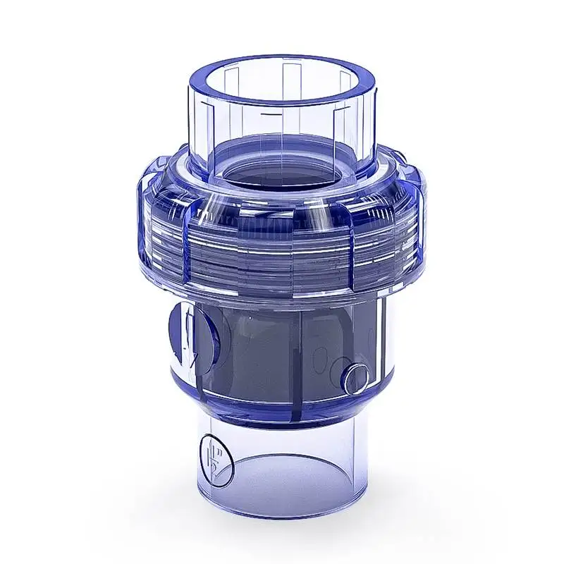High Quality Transparent Clear UPVC Single Union Non Return Check Valve Aquarium Fish Tank PVC Ball Check Valve