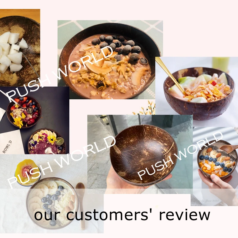 factory cheap price engraved custom logo 100% Natural Spoon Fork Straw acai Coconut shell Bowls set