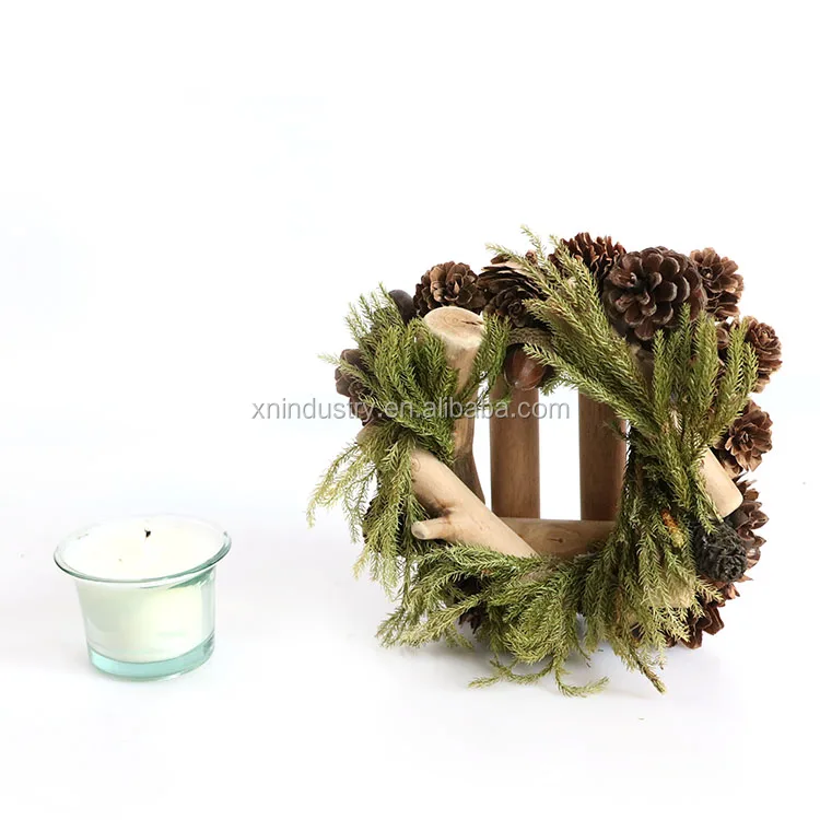 Dining table candle Christmas decorations original style soy wax candles pine cone home decor green Christmas candles