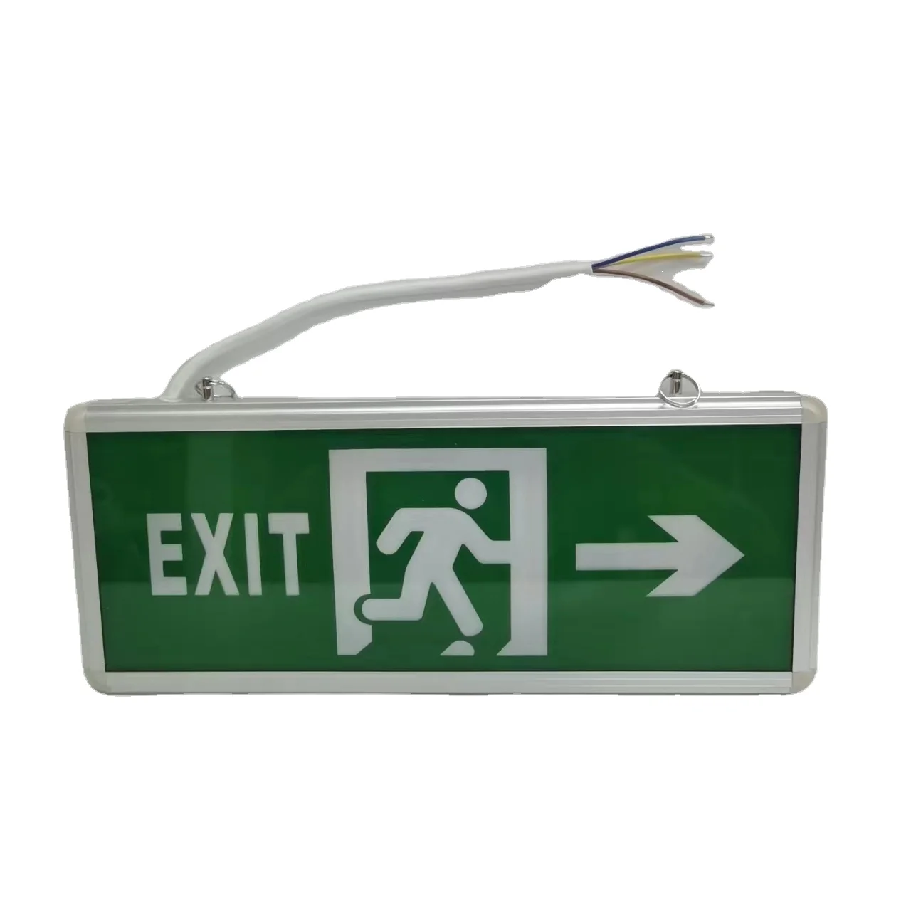 Factory Led Emergency Exit Sign Light Buid in Rechargeable Battery for Outage emergency green exit light 3w