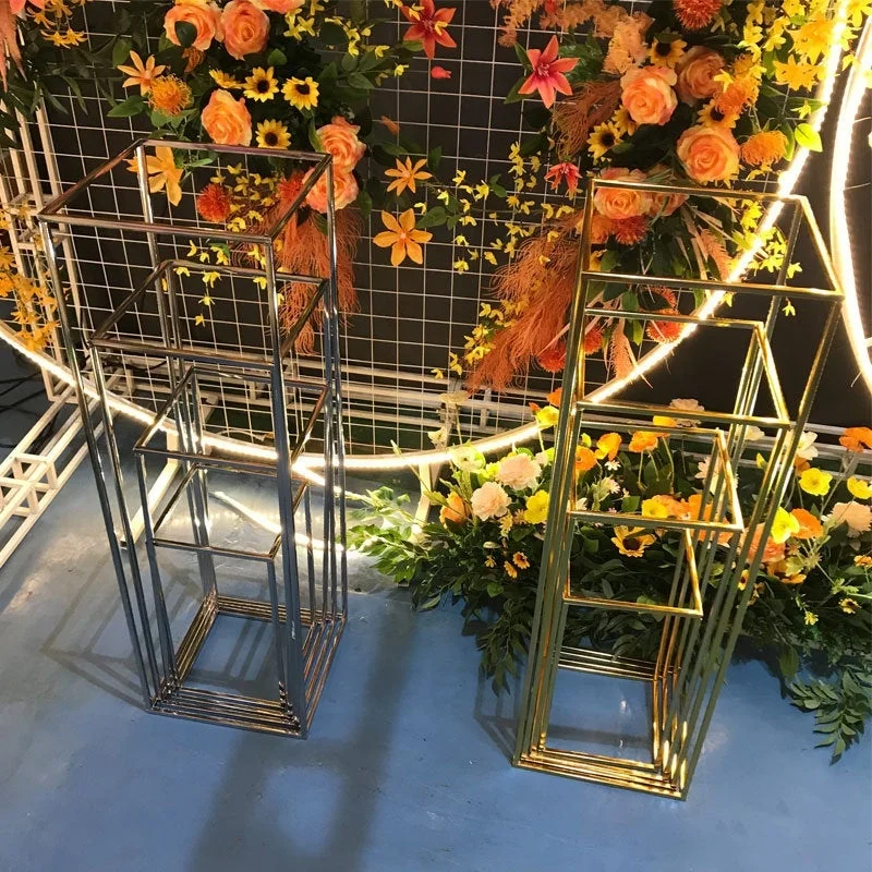 Лидер продаж, золотая металлическая подставка для цветов, центральные части свадебного стола