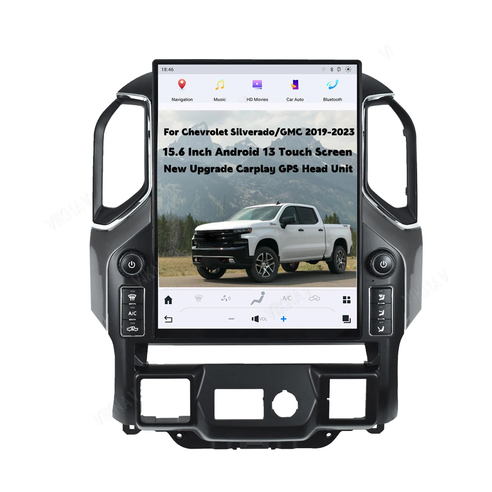15.6 Inch 128G Android 13 Car Radio For Chevrolet Silverado/GMC 2019-2023 Carplay GPS Navigation Multimedia Player Touch Screen