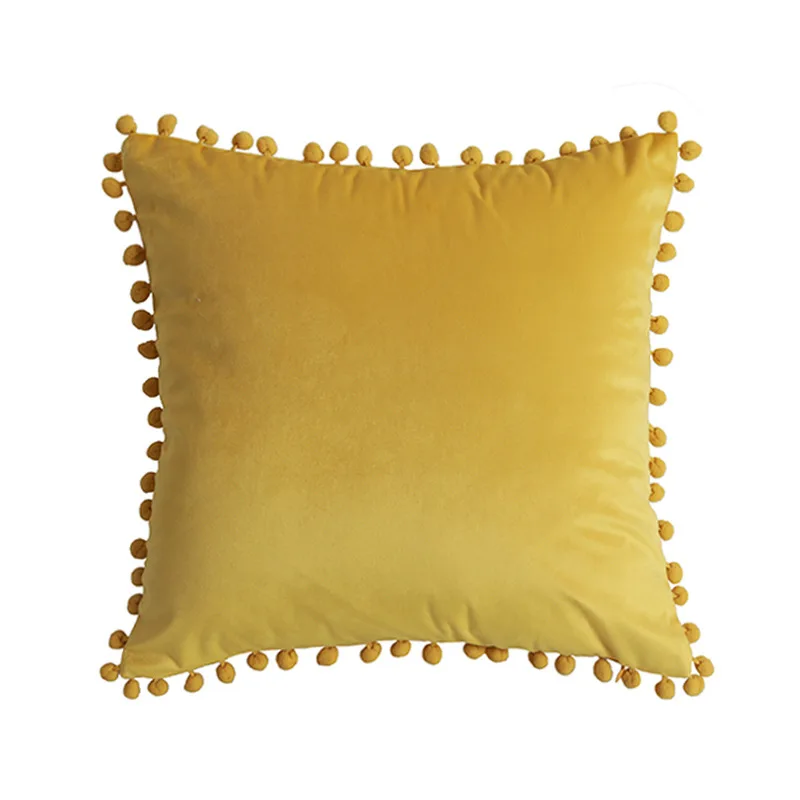 
 Вязанная Подушка с помпонами, Бархатные чехлы для подушек, квадратный жаккардовый чехол для подушек HZYSD  