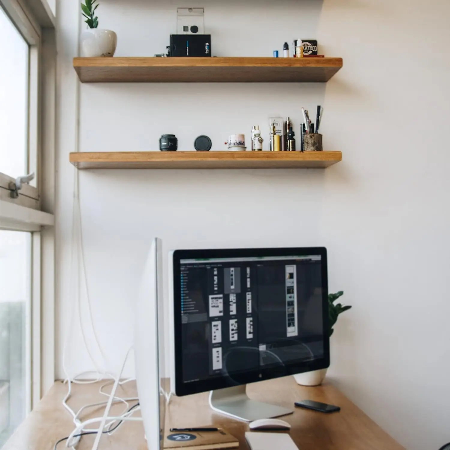 Customized Floating Teak Wood Shelves for Bathroom Bedroom Living Room Kitchen-Folk Art Style Wooden Wall Decorations