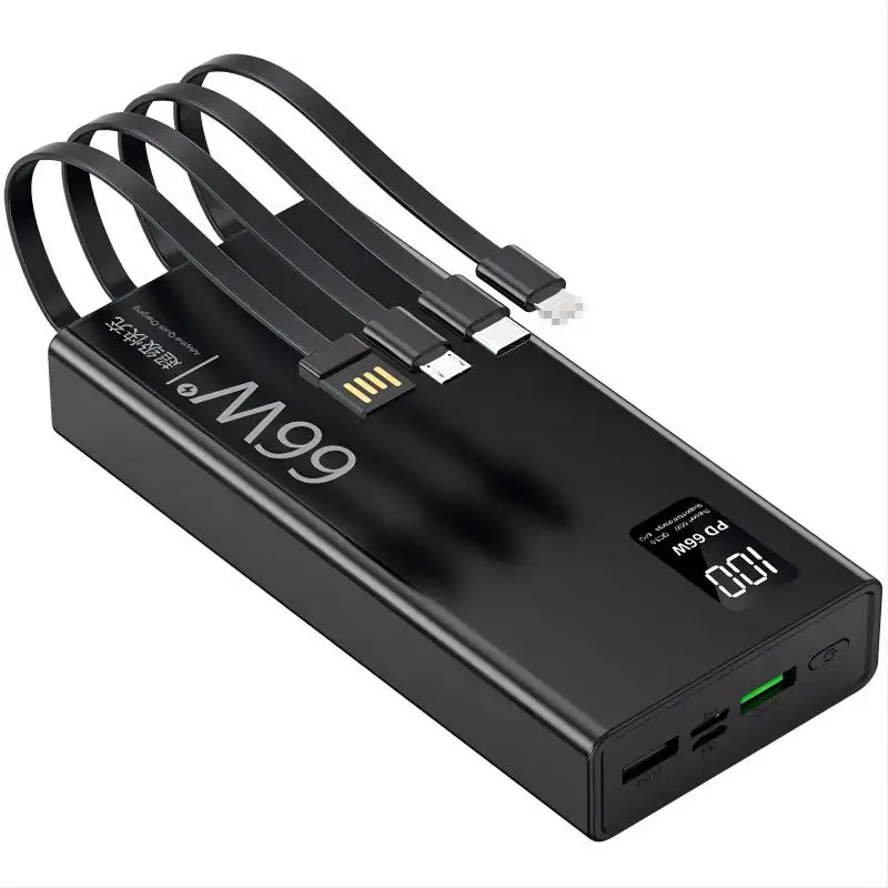 New Arrival Hot Sale Fast Charging Portable Power Banks Charger 4 in1 Built in Cables 20000mAh Power Bank