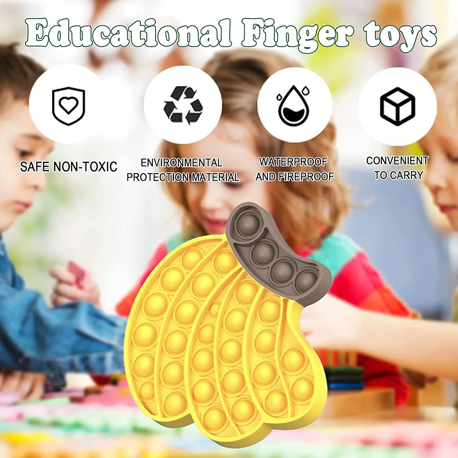 Banana Stress Relief Funny Bubble Kids Toys  Decompression Fidget Poppers Rainbow Silicone Push Pop Fidget Toy Bubble