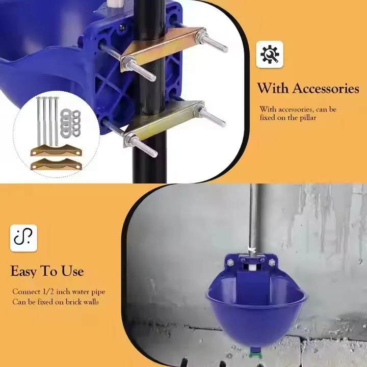 Livestock Drinking Water System Pig Cow and Sheep Automatic Plastic Drinking Bowl With Float Animal Pet Blue Drinking Trough