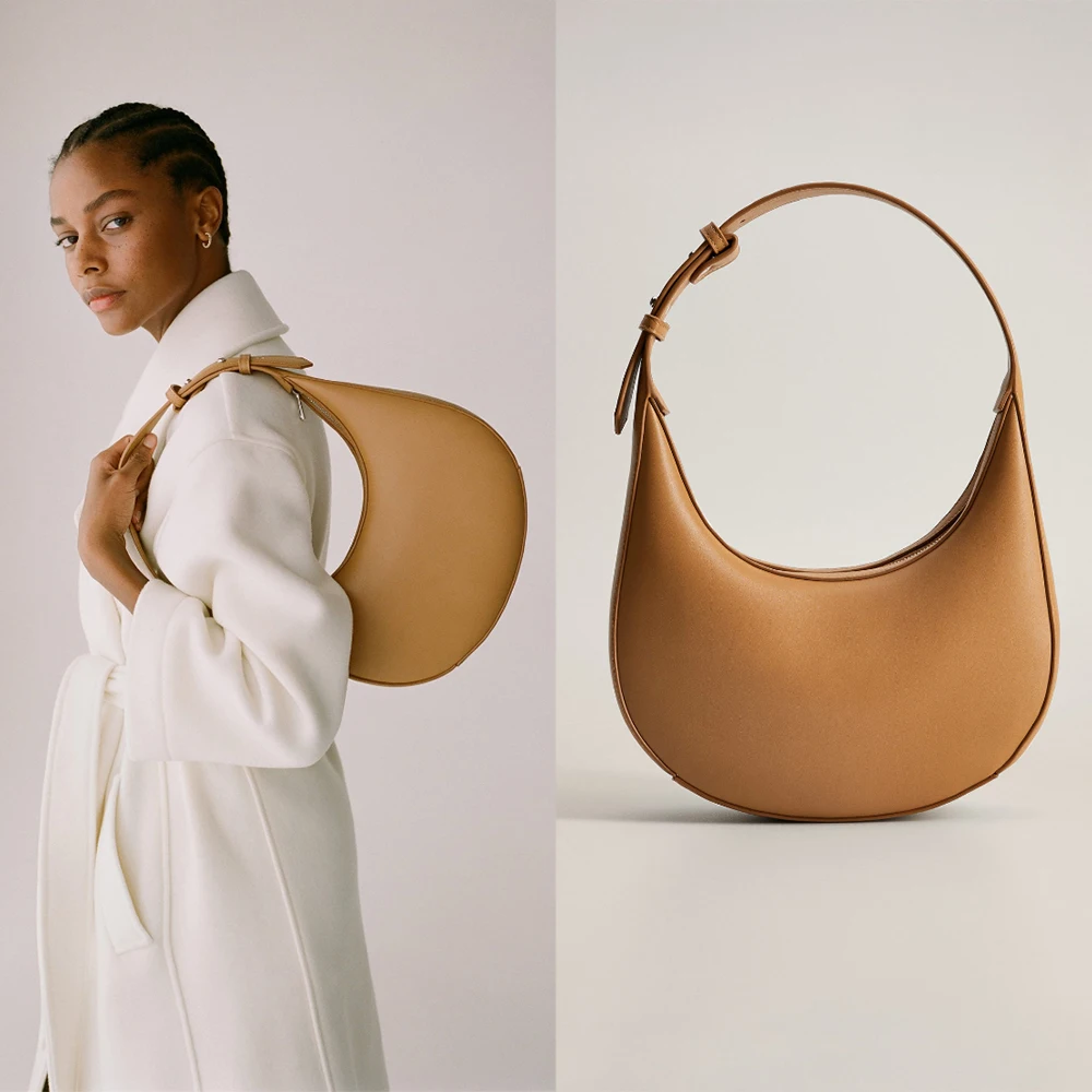 
Hot Sell Fashion PU Tan Leather Classic Ladies Bag Shoulder Handbag Purse For Women 