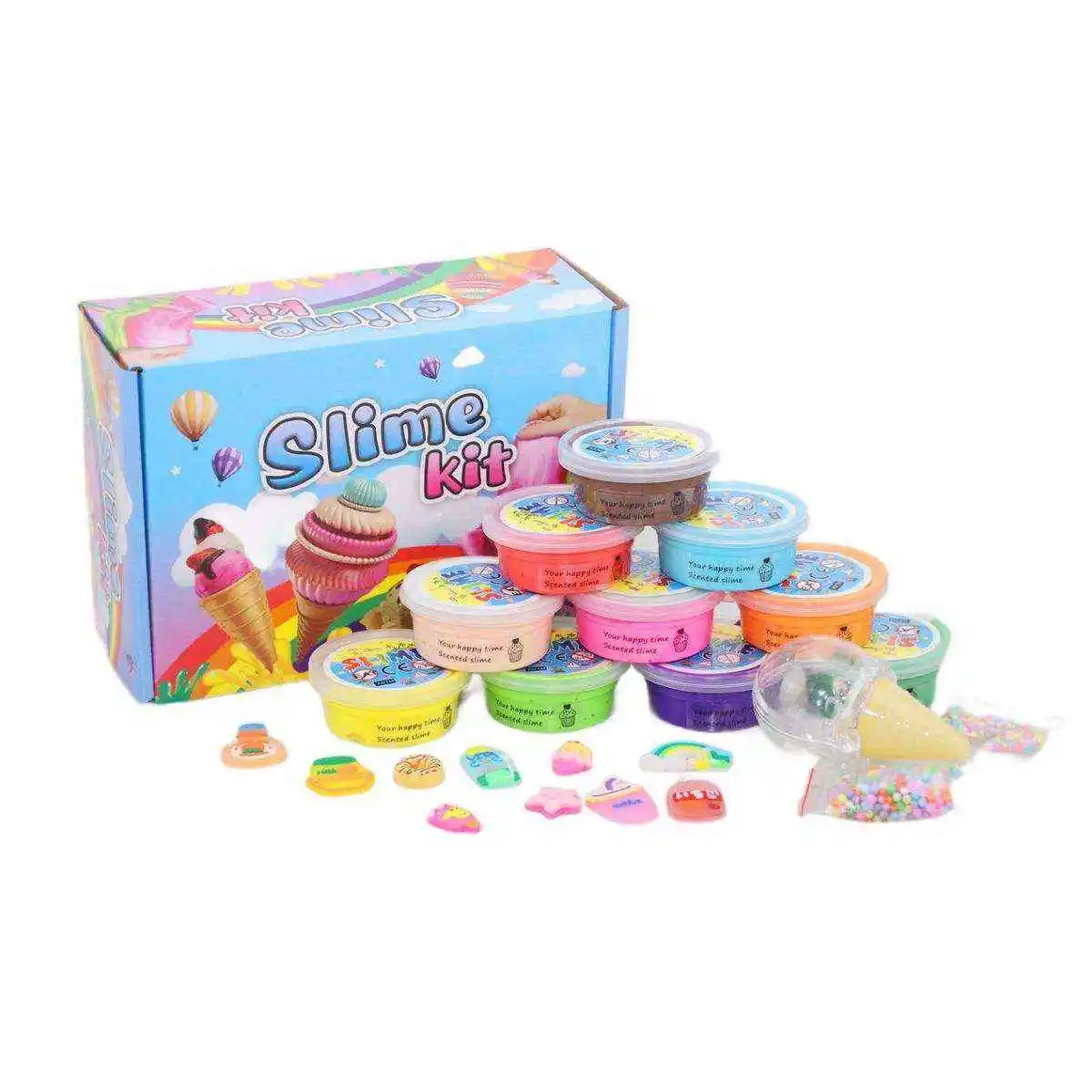 Amazon Hot Selling Fluffy Professional Design Popular Ice Cream Butter Mud Set 15*50ml Ice Cream Set Diy Air Dried Clay Butter