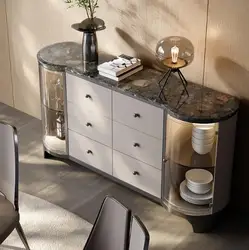 Italian sideboard designer new villa home modern light luxury console tables marble wall wine cabinet