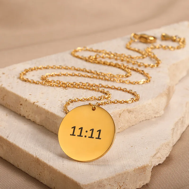 LOYALTY Wholesale stainless steel 18K Gold Plated Custom Logo Disc Round Coin Blank Necklace Pendant