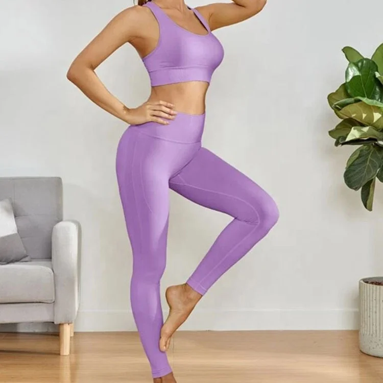 PashasunshineIns new European and American sports bra seamless Yoga suit tight knit fitness pants cross border Yoga suit women