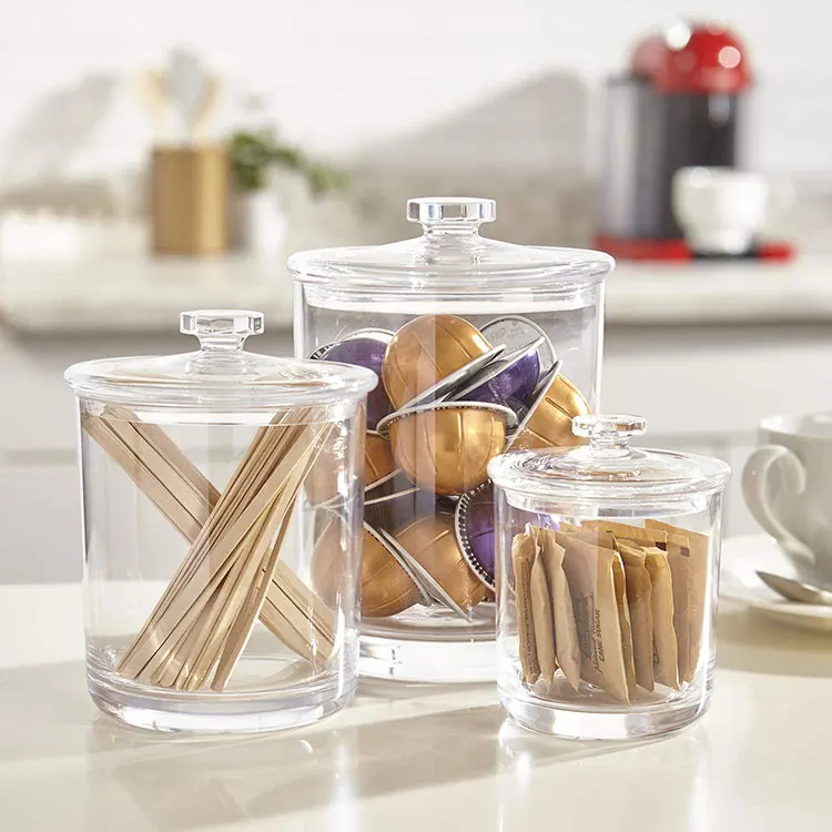 Multipurpose Jewelry & Cosmetic/Makeup Food Storage Organizer Acrylic Plastic Apothecary Candle Jars