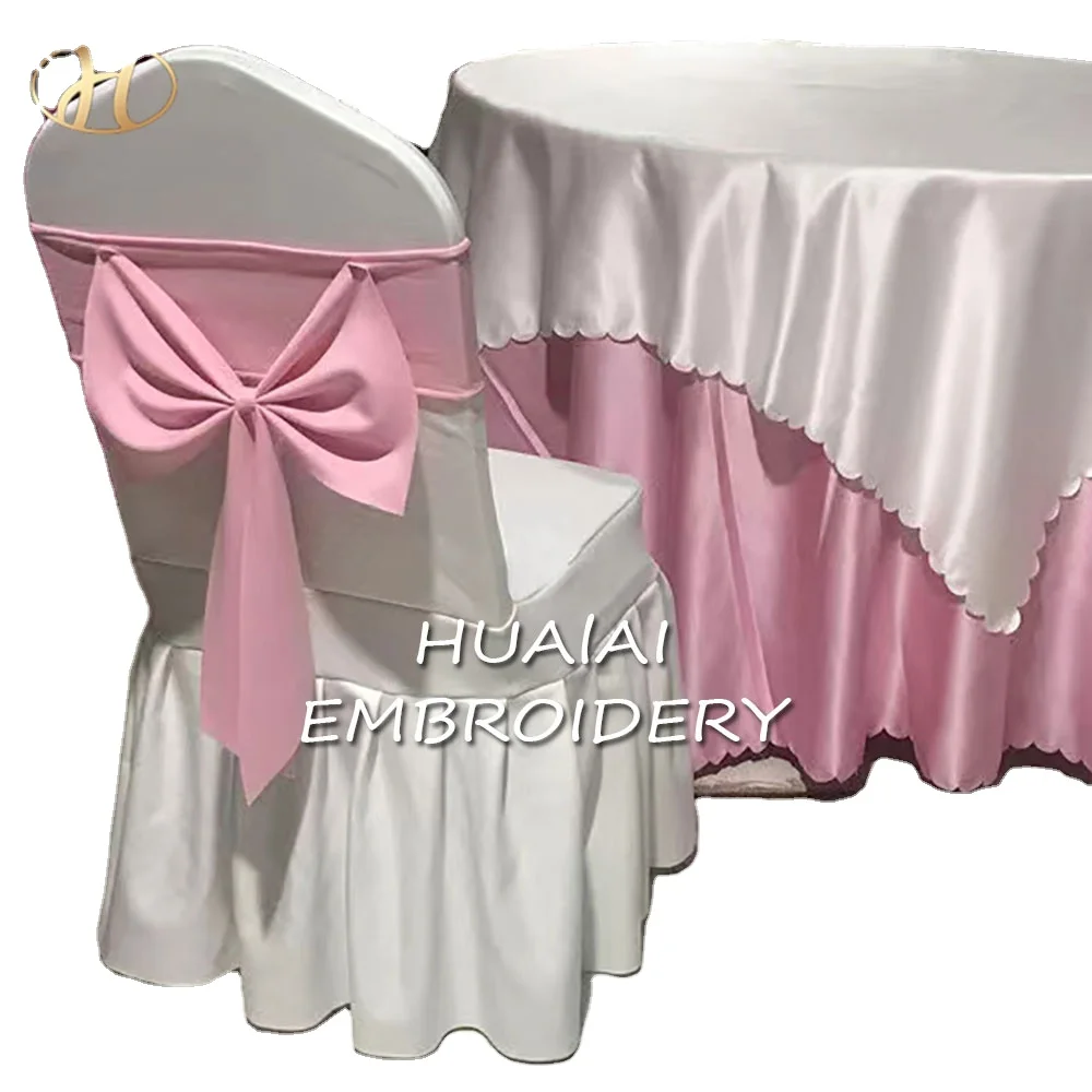 New style 2021 chair decorate elasticity thicken bows pink backs chair sashes for wedding banquet  hotel