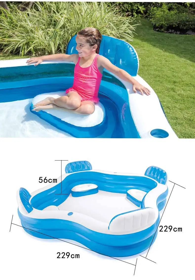 Intex Swim Center Family Lounge Pool 56475 Garden Ground Kids Fun Swimming Pool Inflatable Swim Pool