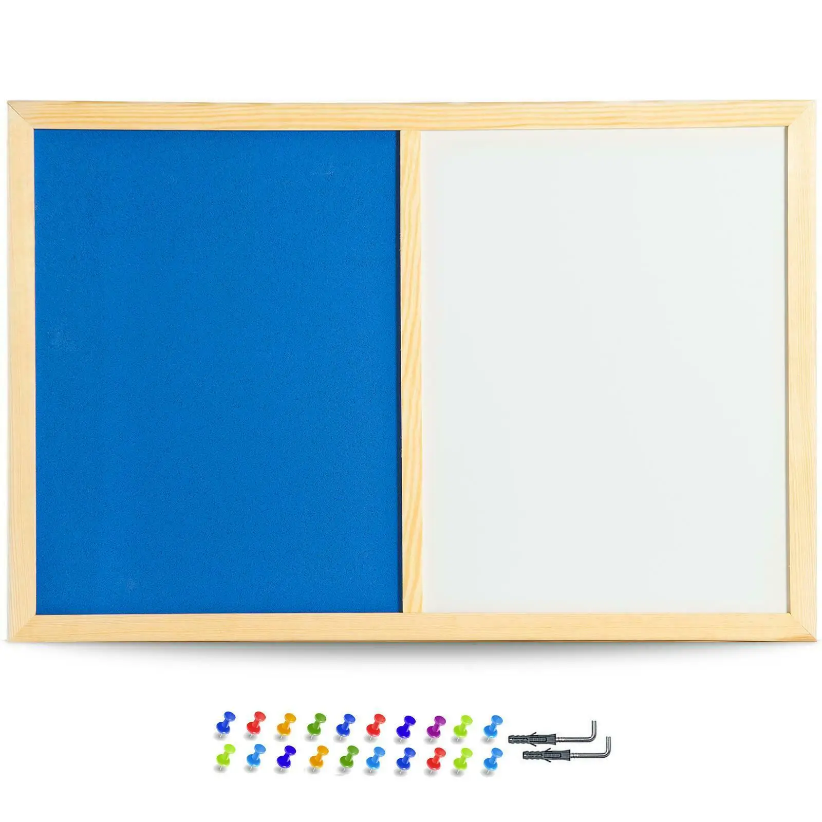  Colorful Combination Dry Erase White Bulletin Notice Felt Board With Pine Wooden