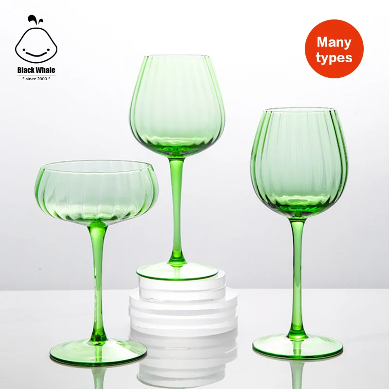 New design Creative vertical apple green Goblet glasses set Fresh red wine glass home use champagne glass cup