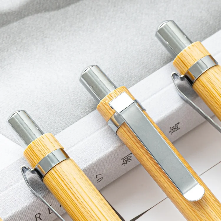 Cheap Promotional Bamboo Pens ballpoint pens Retractable Eco Friendly Natural Wood bamboo ballpoint pen with logo