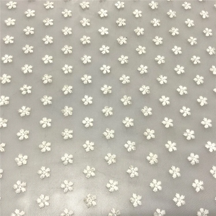 White Daisy Flower Embroidery Designs Flowers Rose Tulle Fabric For Girl Dresses