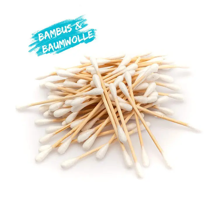 Zero Pollution 200pcs Double Round Head Recyclable Cotton Buds Cotton Swabs Bamboo Ear Buds for Cleaning
