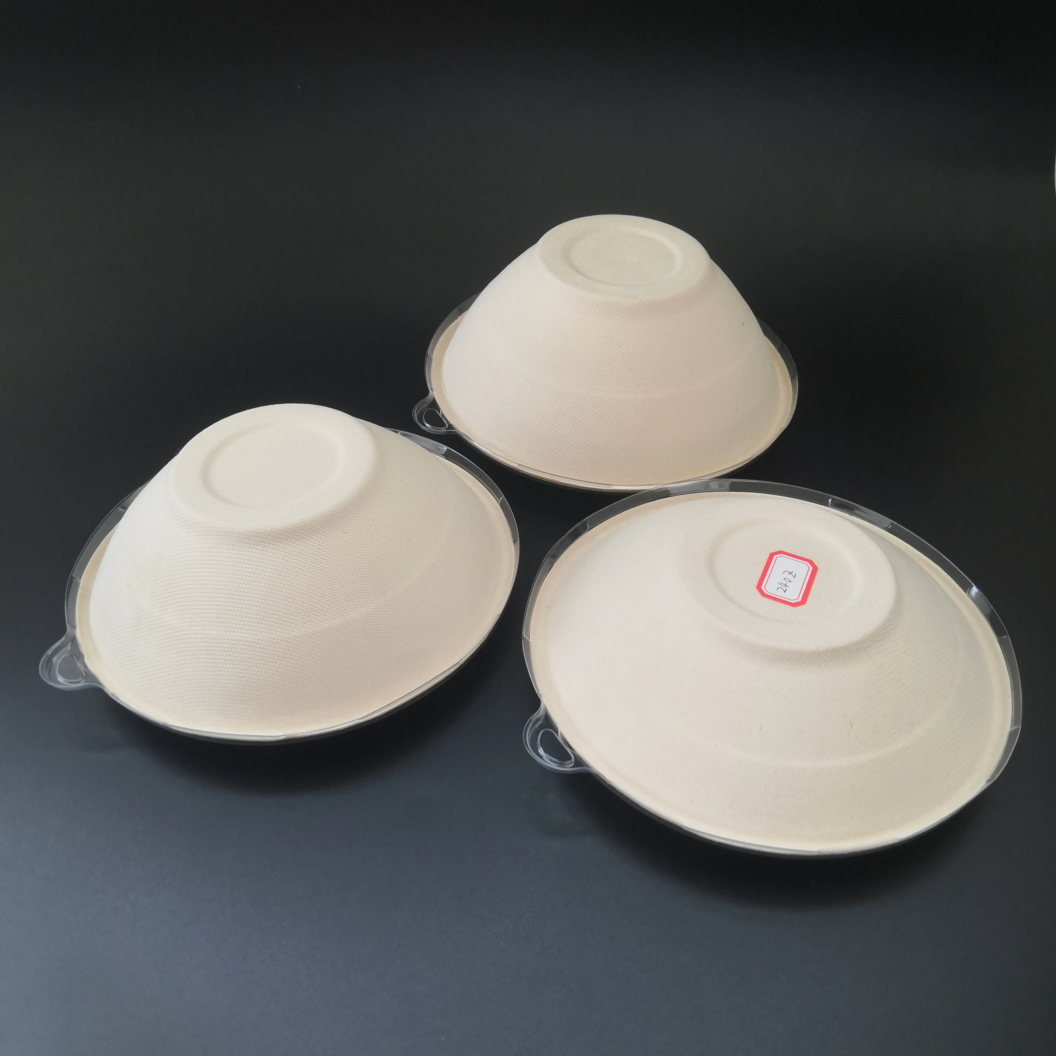 24oz 32oz 40oz compostable disposable biodegradable sugarcane sugar cane food takeaway bagasse bowl soup salad bowl with lid