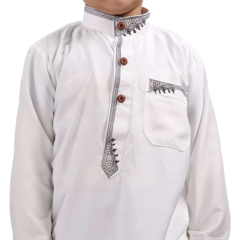 New Design wholesale price Muslim Children Dress 2 pcs Thobe For Boy