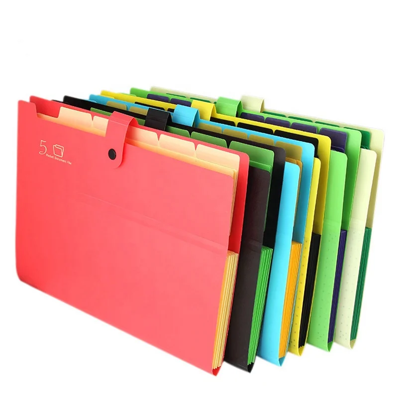 New Arrival Colorful 8 Pockets 5 Pockets File Folder With Button