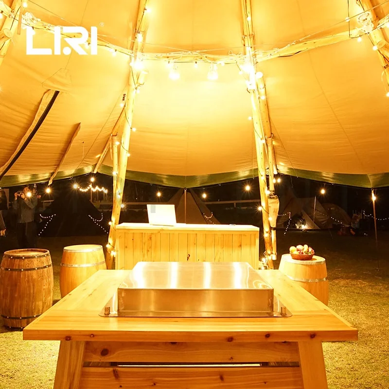 Large Waterproof Wood Canvas Tipi Event Camping Teepee Tent with Inner