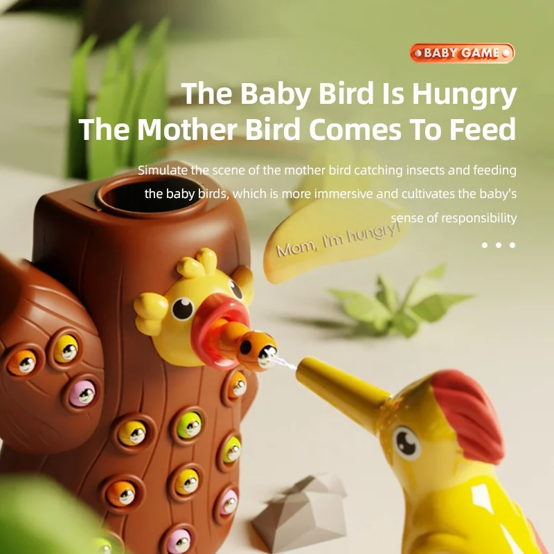 Woodpeckers Catch Bugs And Feed Bug Toys Magnetic Tabletop Toy Plastic Novelty Concentration Training Educational Toys For Baby