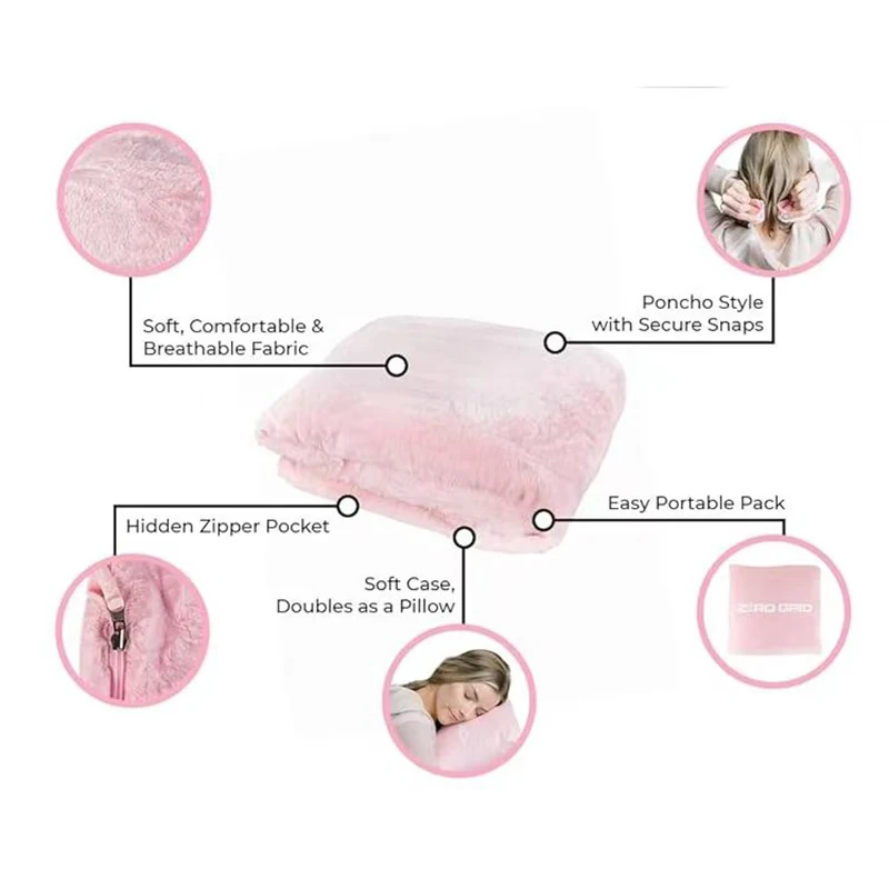 Wholesale factory cheap price Good Quality Warm Soft 2 in 1 Flannel Fleece travel blanket airplane