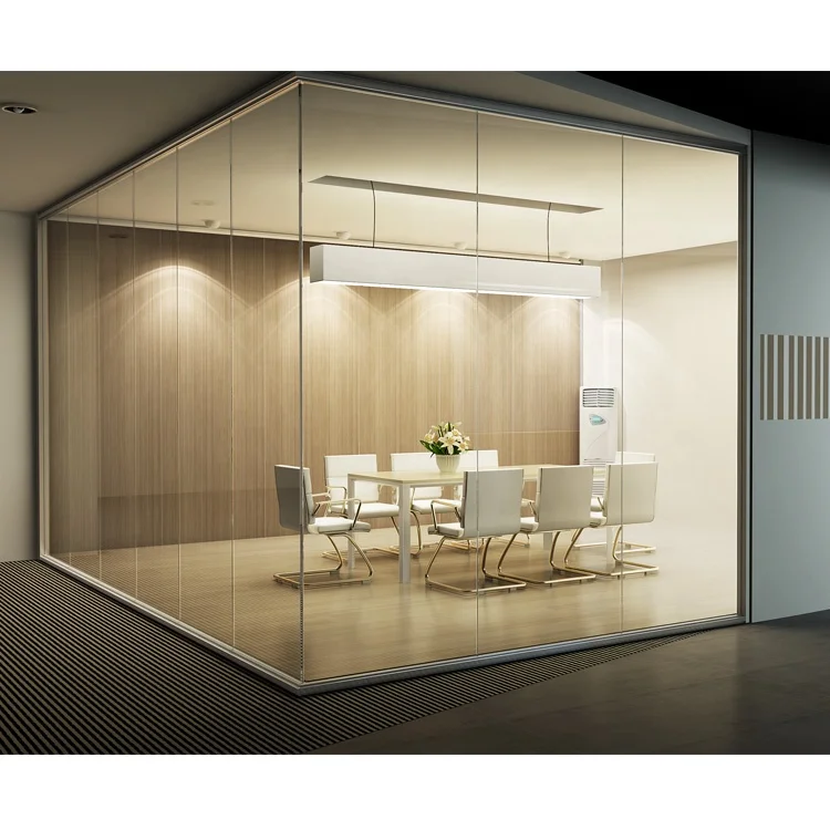 Современная стеклянная перегородка HK55S, 12 мм, алюминиевая перегородка для офиса