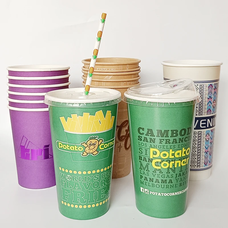 12oz 16oz 22oz 32oz High quality double coated custom design paper cup for hot and cold drinks