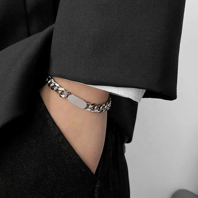 Fashion Trendy Jewelry Stainless Steel Choker Hiphop Punk Band Curb Cuban Chain Link Necklace for Men Women