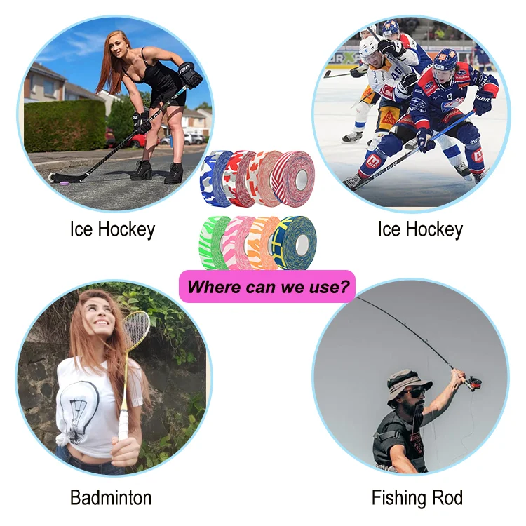 Wholesale CE Certified Custom Logo Cotton Fabric Cloth Adhesive Ice Field Hockey Stick Grip Tape Sport tape