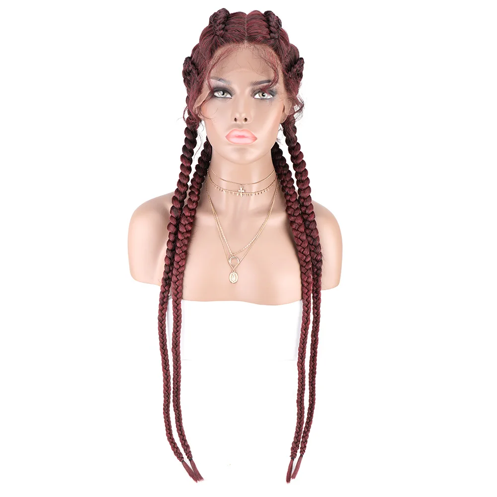 African Glueless Box Braids Wig Tresse Cornrow Aliexpress Hair For Synthetic Front Lace Braiding Wig Baby Hair For Black Women