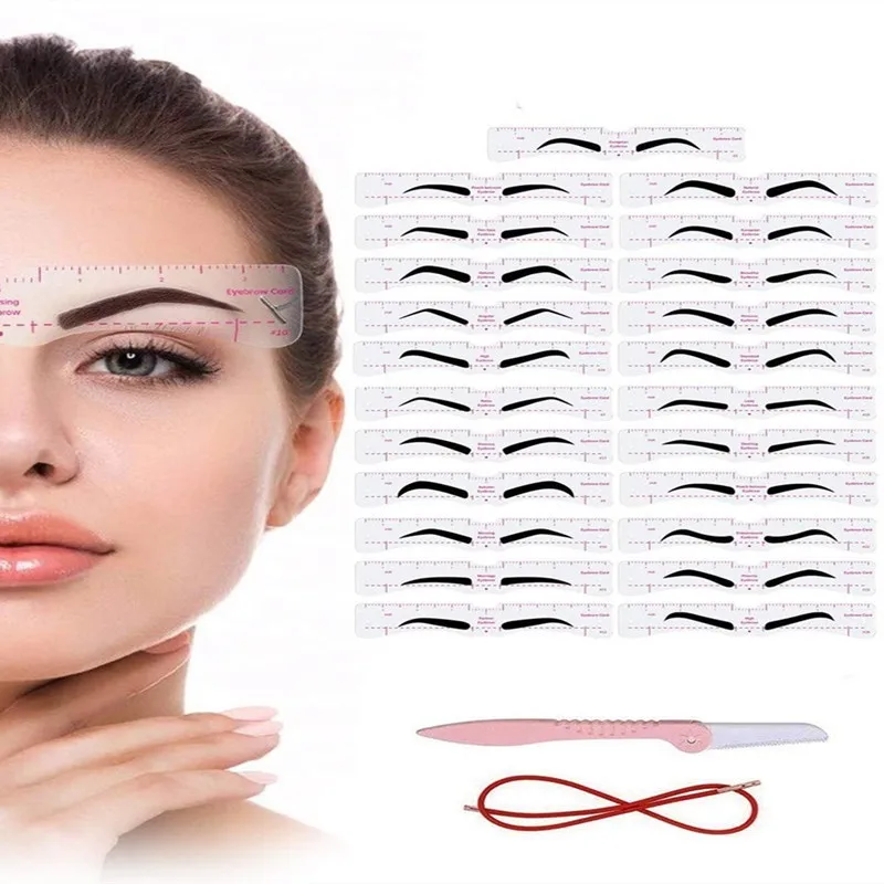 Waterproof Brow Styling Template Kit Eyebrow Shaping Lift Stencils Tattoo Stickers Wholesale Women Sticker Eyebrows Tattoos