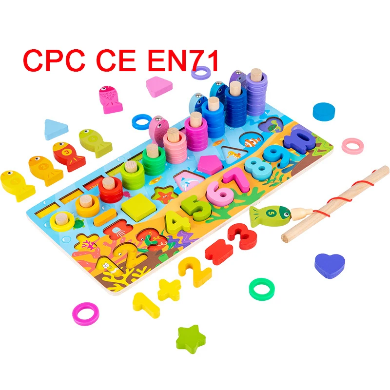 CPC CE SOR Wooden Letters And Number Column Board Magnetic Fishing Board Game Math Toys