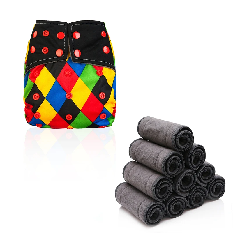 China Supplier 50Set Free Shipping Bamboo Charcoal cloth Baby diaper With bamboo charcoal inserts