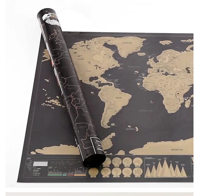  Удивительная X-Large черная карта путешествия с