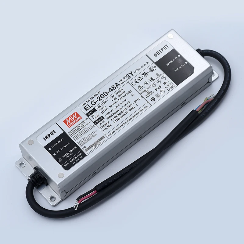 MeanWell ELG-200-48A-3Y 48V 4.16A 200W светодиоидная лампа с регулируемой яркостью IP67 бренд Mean Well представляет LED светодиодный драйвер для прожектор полосы