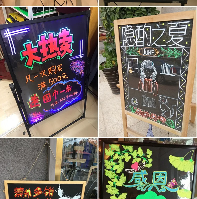 LED glass billboard Writing drawing highlighter pen 8 color set whiteboard dry erase marker pen for fluorescent drawing board