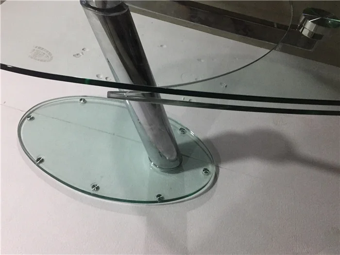 Functional fantastic Italy design oval glass extending dining table with chromed base for living room