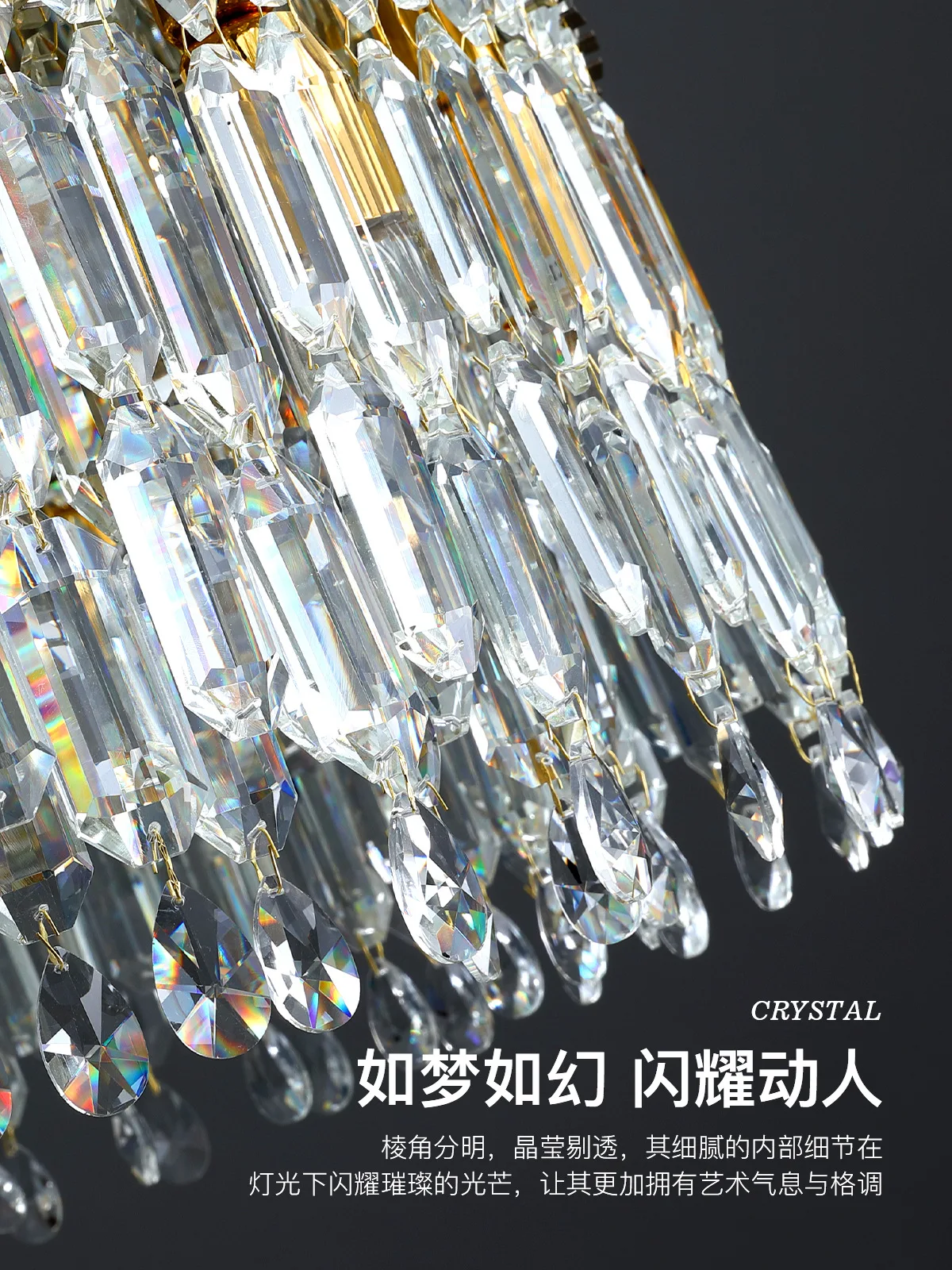 Luxury Gold K9 Crystal Chandelier LED Modern Pendant Fixtures Lighting for Hotel Stairs Wedding Decor Bedroom Dining Room