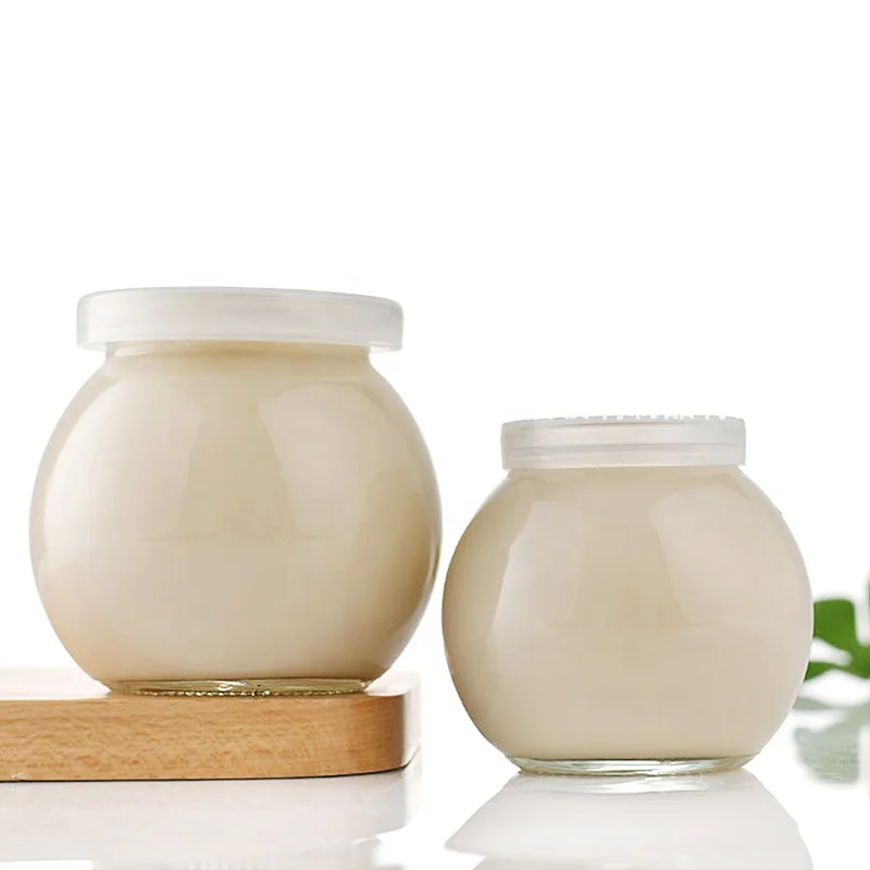 Ru Star 100ml 200ml 300ml Round Clear Glass Pudding Jar With Cap For Yogurt Jams Mousse Jelly